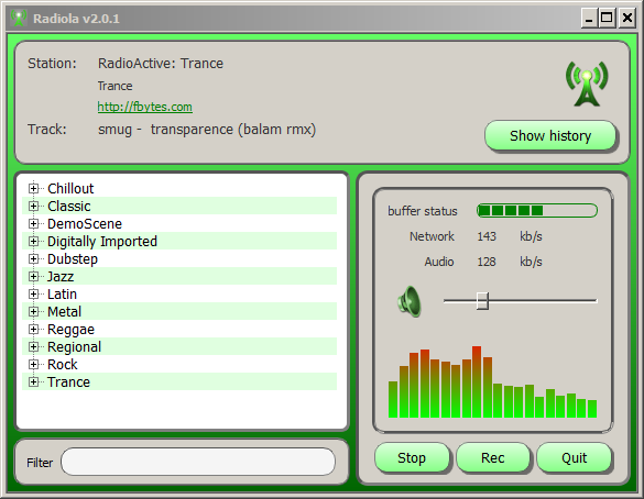 Radiola 2.0.4 software screenshot