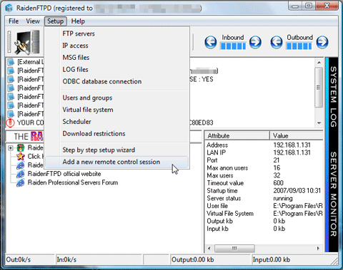 RaidenFTPD 2.4.4005 software screenshot