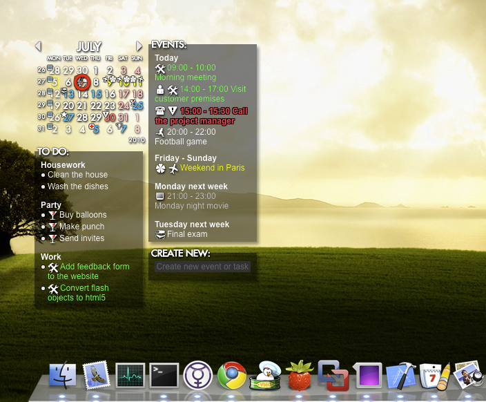 Rainlendar Pro 2.12.2.138 software screenshot