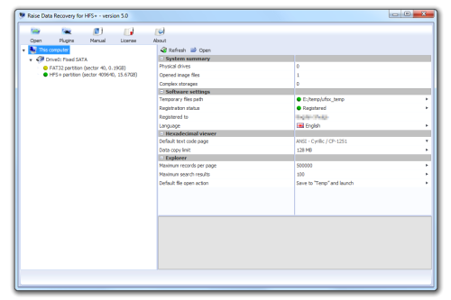 Raise Data Recovery for HFS+ 5.15.2 software screenshot