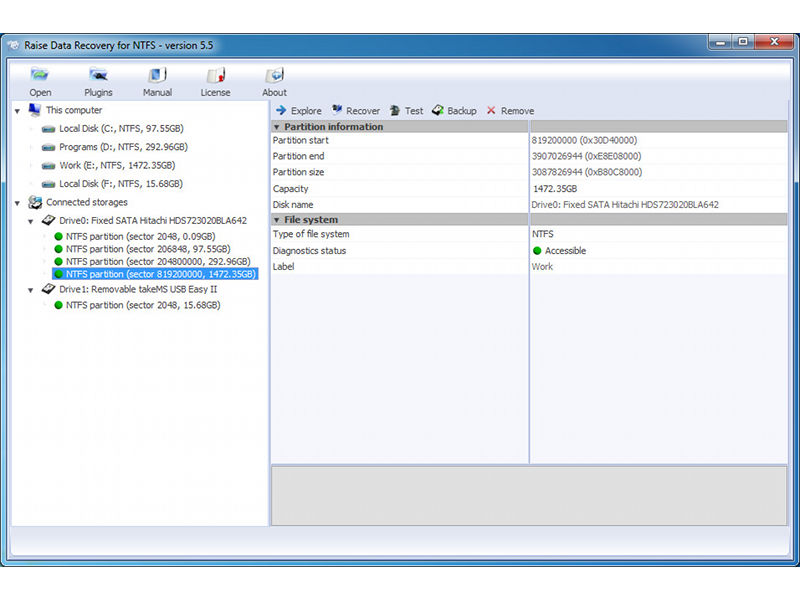 Raise Data Recovery for NTFS 5.17.1 software screenshot
