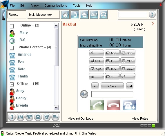 Raketu 7.14 software screenshot