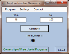 Random Number Generator Free 1.1.0.3 software screenshot
