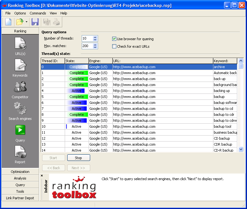 Ranking Toolbox 6.1.5 software screenshot