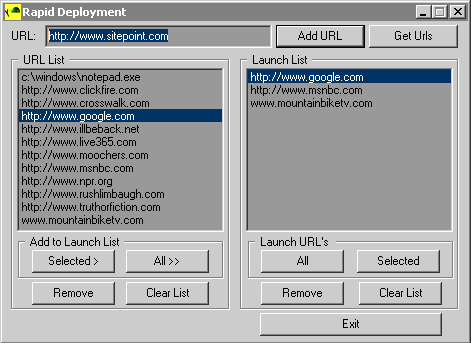Rapid Deployment URL Launcher 1.1 software screenshot