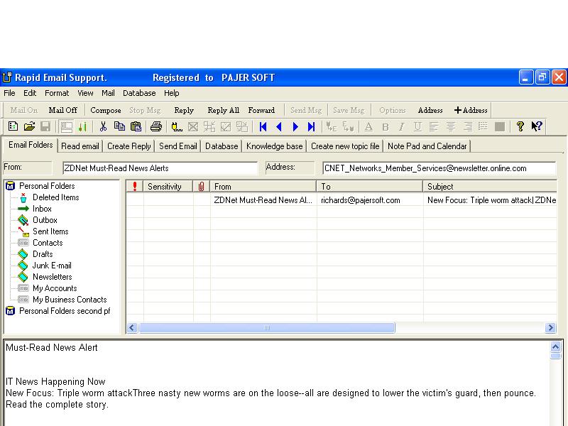 Rapid Email Support 1.0 software screenshot