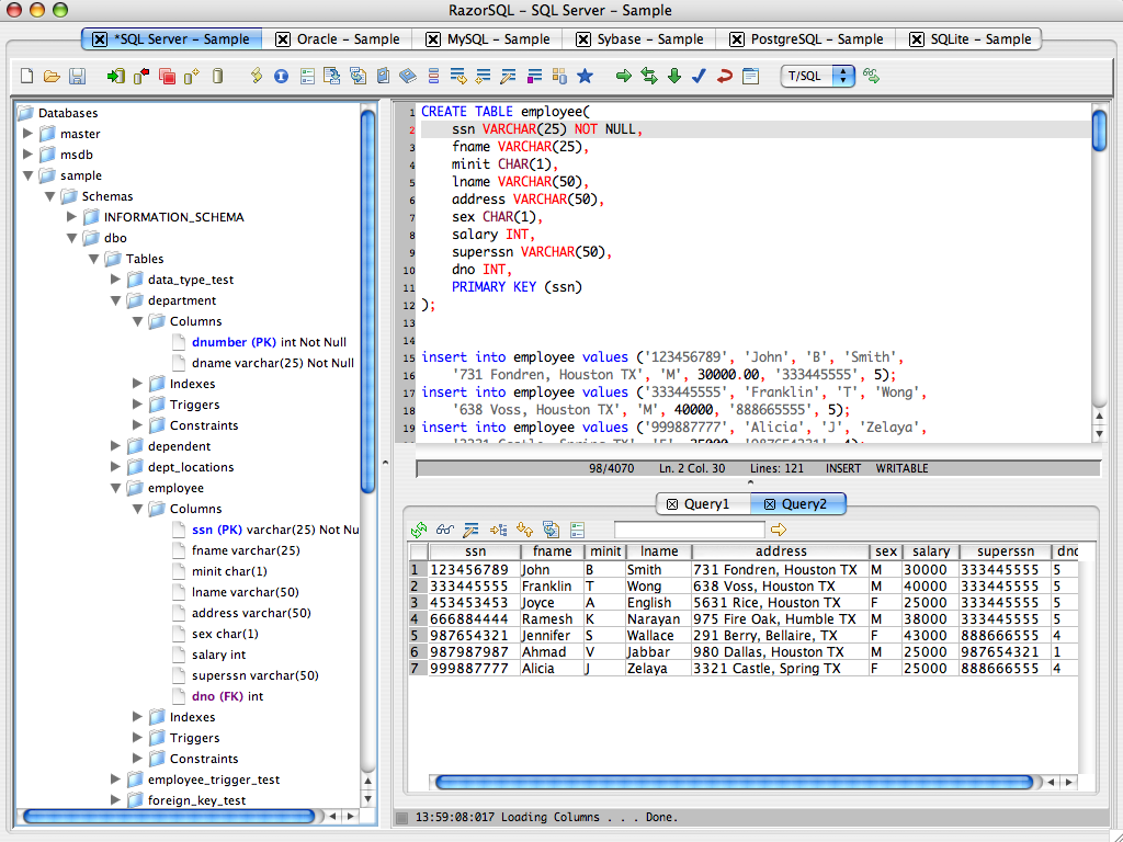 RazorSQL (OSX) 5.6.1 software screenshot