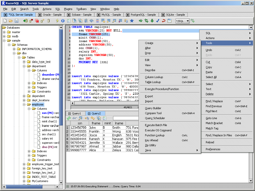 RazorSQL 7.2.6 software screenshot