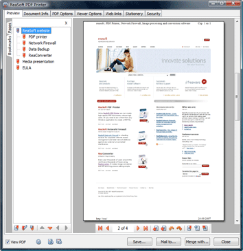ReaSoft PDF Printer Server Edition 3.8 software screenshot