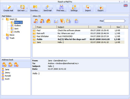 Reach-a-Mail 3.8 software screenshot
