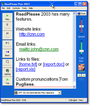 ReadPlease 2003 1.1 software screenshot