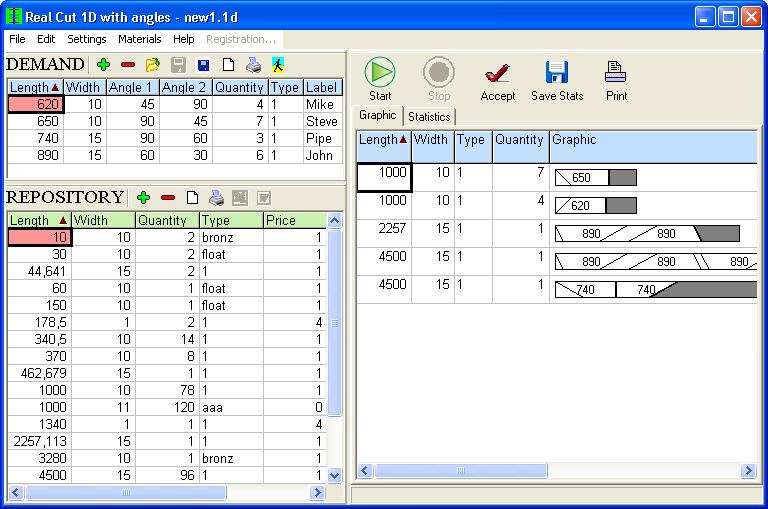 Real Cut 1D with angles 10.7.0.1 software screenshot