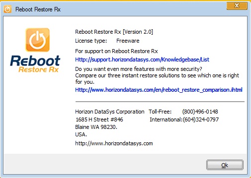 Reboot Restore Rx 2.2.20170508 software screenshot