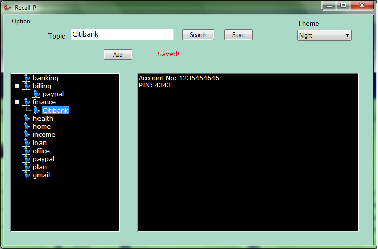 Recall-P 1.1.0 software screenshot