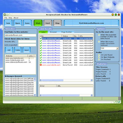 Reciprocal Link Checker 3.3 software screenshot