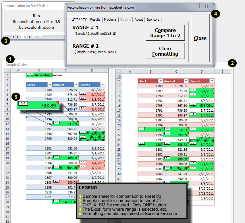 Reconciliation on Fire 3.25 software screenshot