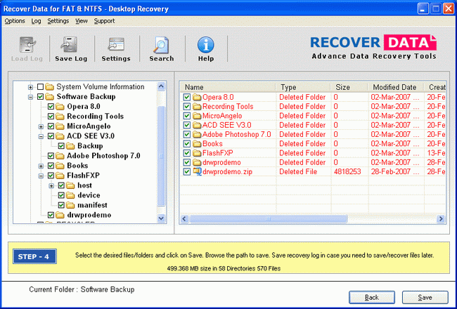 Recover Data for FAT and NTFS 2.0 software screenshot