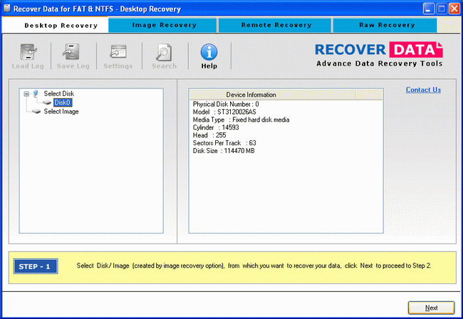 Recover Data for FAT 1.0 software screenshot