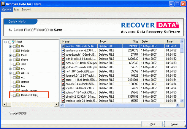 Recover Data for Linux 2.1 software screenshot