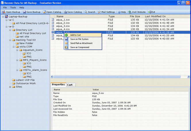 Recover Data for MS Backup 1.0 software screenshot