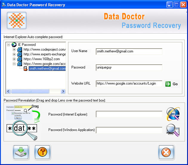 Recover Passwords 3.0.1.5 software screenshot