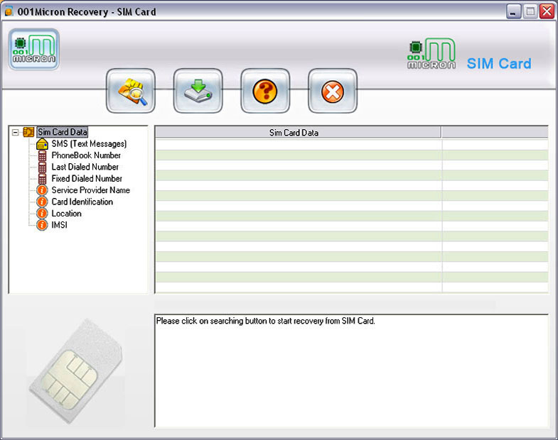 Recover SIM Card 4.8.3.1 software screenshot