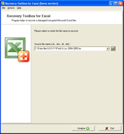 Recovery Toolbox for Excel 1.1.15 software screenshot