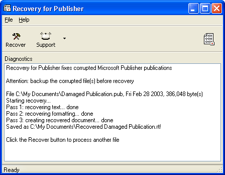 Recovery for Publisher 1.1.0845 software screenshot