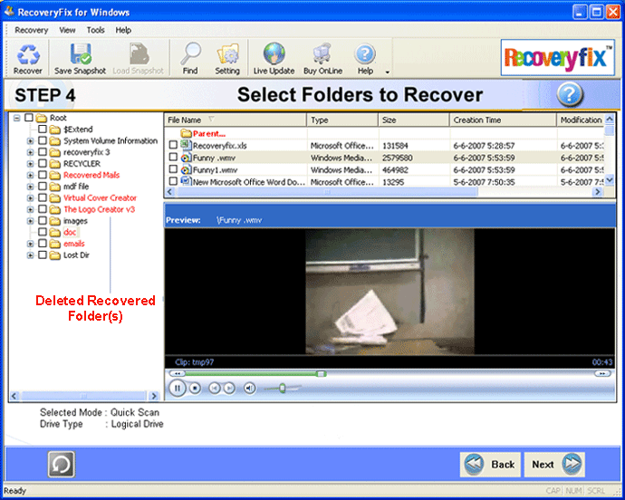 RecoveryFix for Windows 11.01 software screenshot