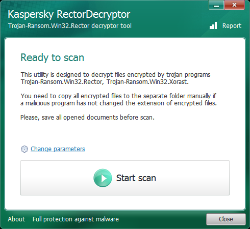 RectorDecryptor 2.6.35.0 software screenshot
