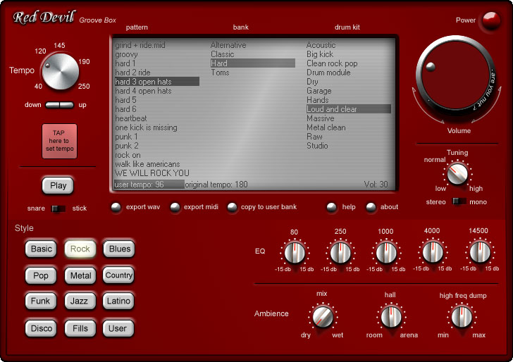 Red Devil Groove Box 1.1 software screenshot