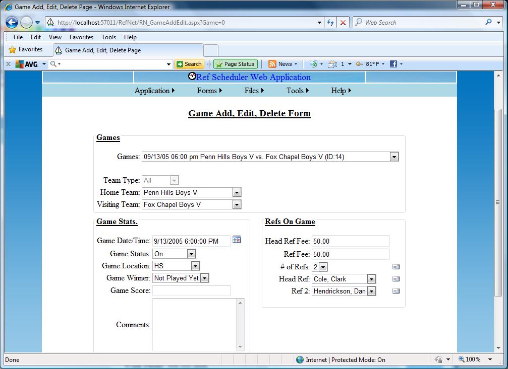 Ref Scheduler 5.6 software screenshot
