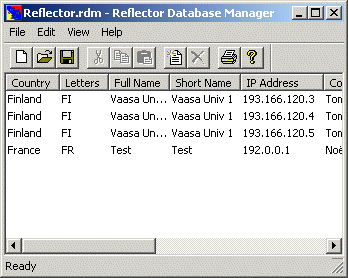 Reflector Database Manager 1.01 software screenshot