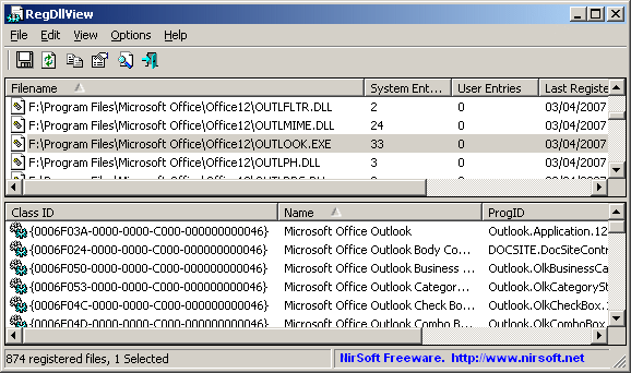 RegDllView 1.56 software screenshot