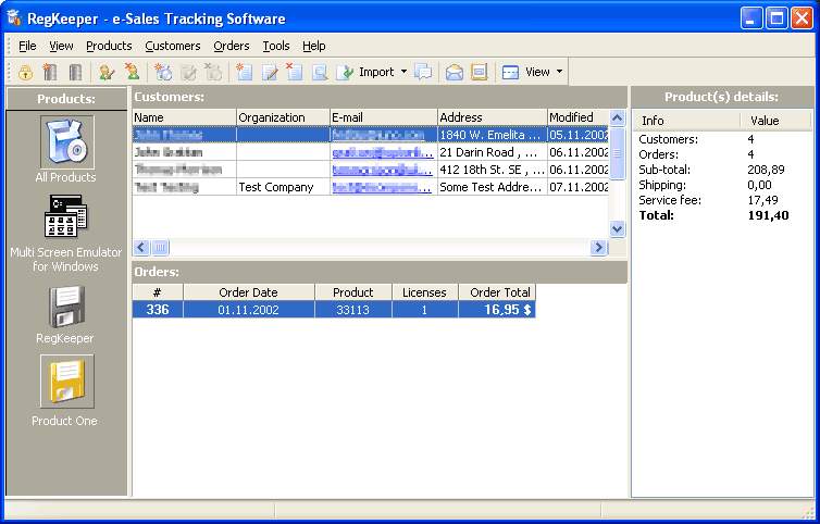 RegKeeper- e-Sales Tracking Software 2.2 software screenshot