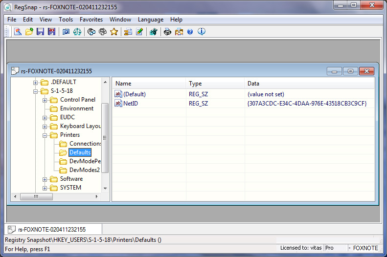 RegSnap 7.0.2089 software screenshot
