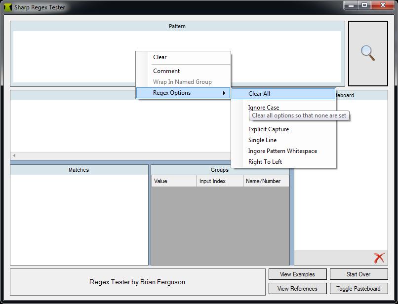 Sharp Regex Tester Portable 2.0.8 software screenshot