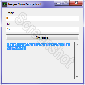 RegexNumRangeTool 1.0.0.0 software screenshot
