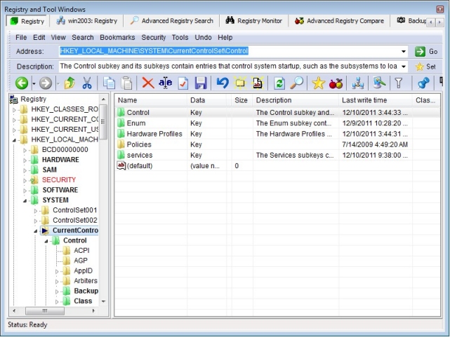 Registrar Registry Manager 7.00 software screenshot