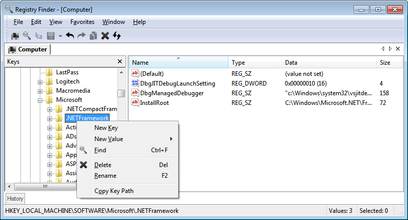 Registry Finder Free 2.19 software screenshot