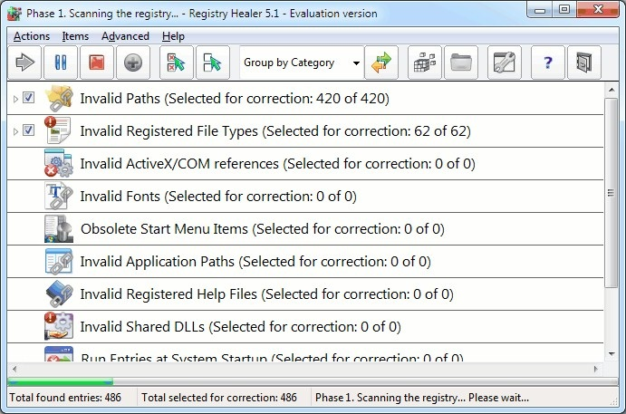 Registry Healer Portable 5.5.0.574 software screenshot