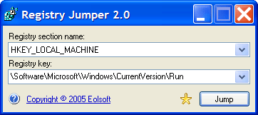 Registry Jumper 2.0 software screenshot