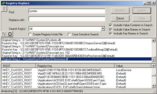 Registry Replace 1.3.1.0 software screenshot