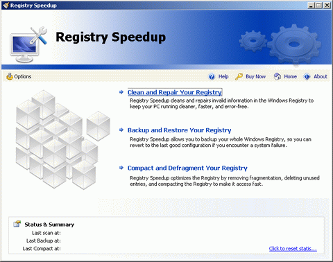 Registry Speedup 1.00 software screenshot