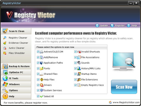 Registry Victor 6.3 software screenshot