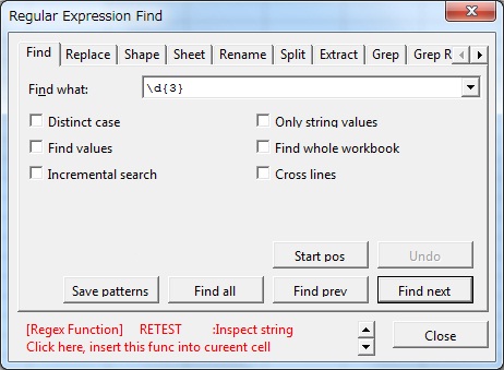 Regular Expression Find 4.14 software screenshot
