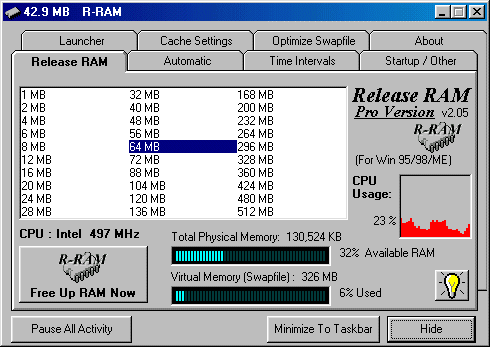 Release RAM 2000/XP 2.00 software screenshot