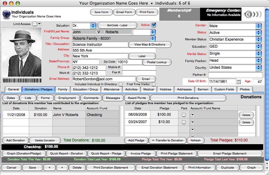 Religious Suite-Church Management Software (MAC) 2010 software screenshot