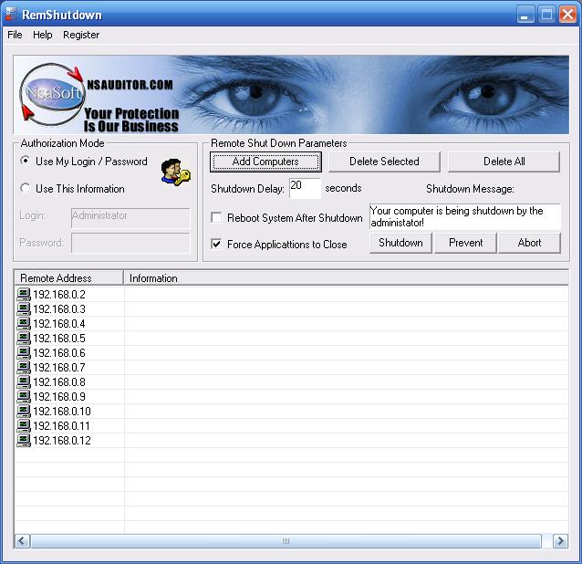 RemShutdown 2.8.0.0 software screenshot