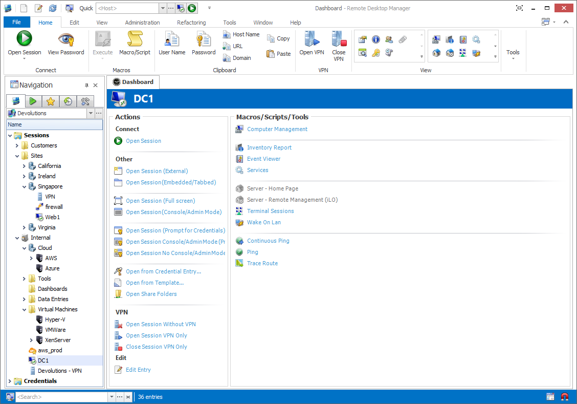 Remote Desktop Manager Enterprise Edition 12.0.8.0 software screenshot